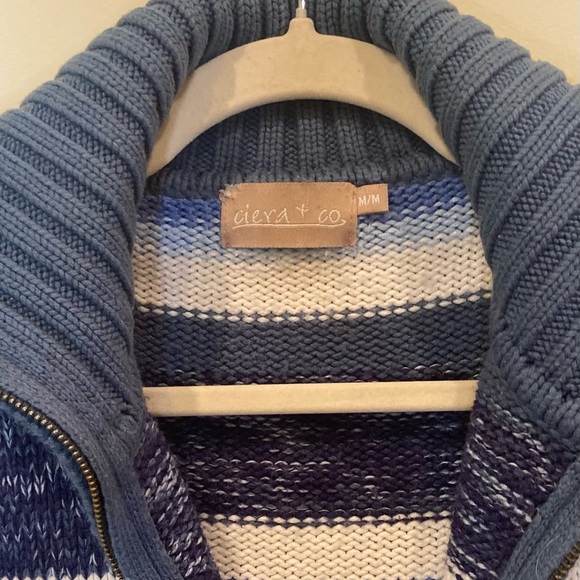 Ciera& Co Zip Up Blue Striped Cardigan. - Picture 3 of 9